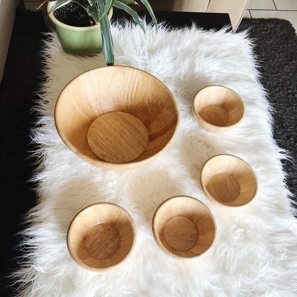 Other - Wooden Bowls Set Home Decor Kitchen Salad Bowl